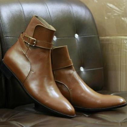 Men Handmade Brown Jodhpurs Leather Boot,goodyear..
