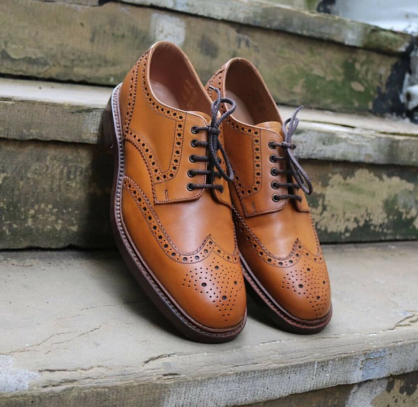 Men's Handmade Leather Formal Shoes, Men’s Wingtip Tan Leather Brogue Shoes