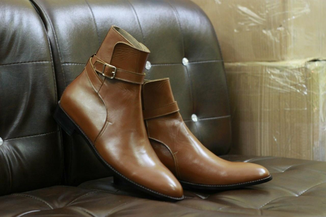Men Handmade Brown Jodhpurs Leather Boot,goodyear Welted